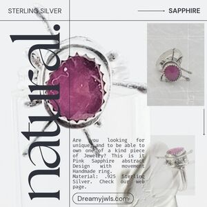 PINK SAPPHIRE RING WITH MOVEMENT HANDMADE IN STERLING SILVER METAL 8.5
